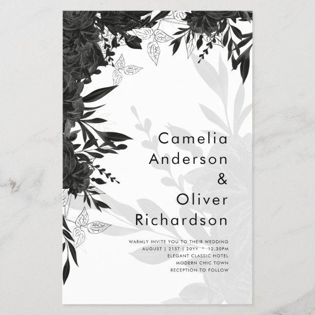 HAUSHALT Schwarze Rose Elegante White Wedding Einl Flyer (Vorne)