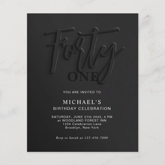 HAUSHALT Schwarzes Skript 40. Erwachsene Geburtsta (Vorderseite)