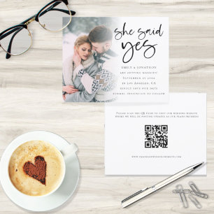 Haushalt Sie sagte ja QR-Foto Save the Date
