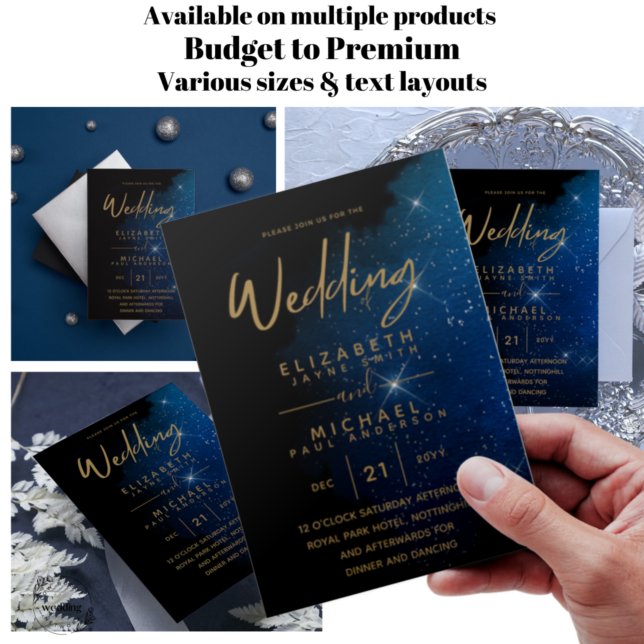 HAUSHALT Starry Night Navy Gold Hochzeit lädt Flye Flyer (Von Creator hochgeladen)