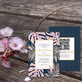 HAUSHALT Tropische Blätter QR Code Hochzeitseinlad