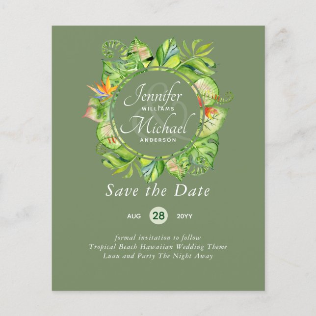 HAUSHALT Tropischer Leaf Hawaiian Luau Hochzeit (Vorderseite)