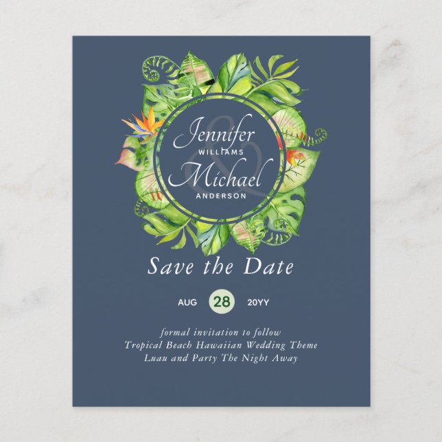 HAUSHALT Tropischer Leaf Hawaiian Luau Hochzeit (Vorderseite)