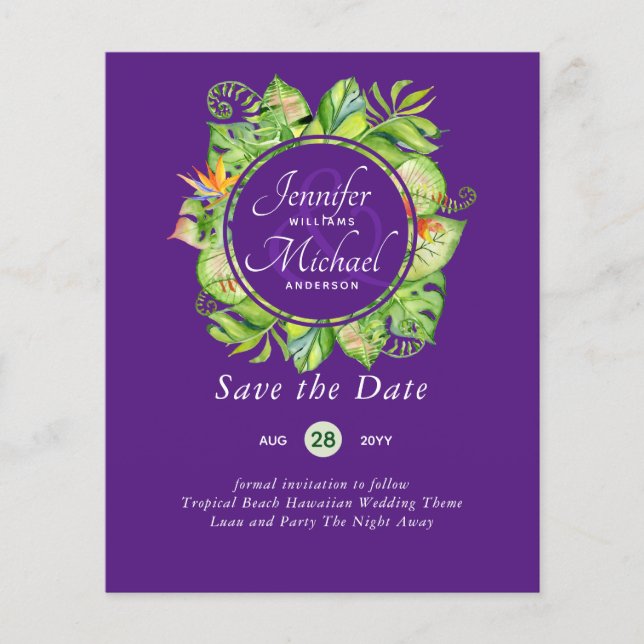 HAUSHALT Tropischer Leaf Hawaiian Luau Hochzeit (Vorderseite)