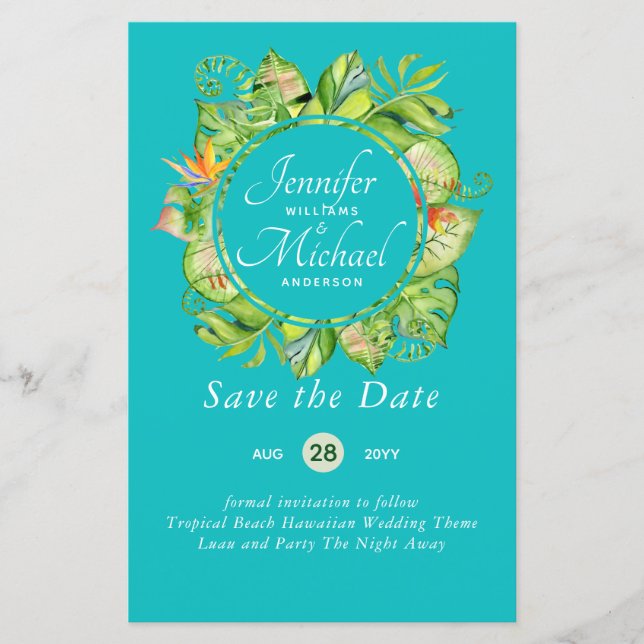 HAUSHALT Tropischer Leaf Hawaiian Luau Hochzeit (Vorderseite)