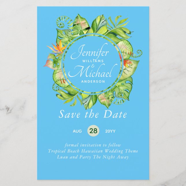 HAUSHALT Tropischer Leaf Hawaiian Luau Hochzeit (Vorderseite)