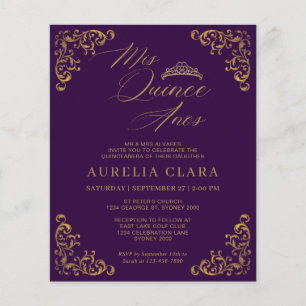 HAUSHALT Vintag Lila Gold Mis Quince Quinceañera