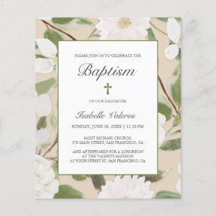 HAUSHALT Weiße Blume Blätter Elfenbein BAPTISM