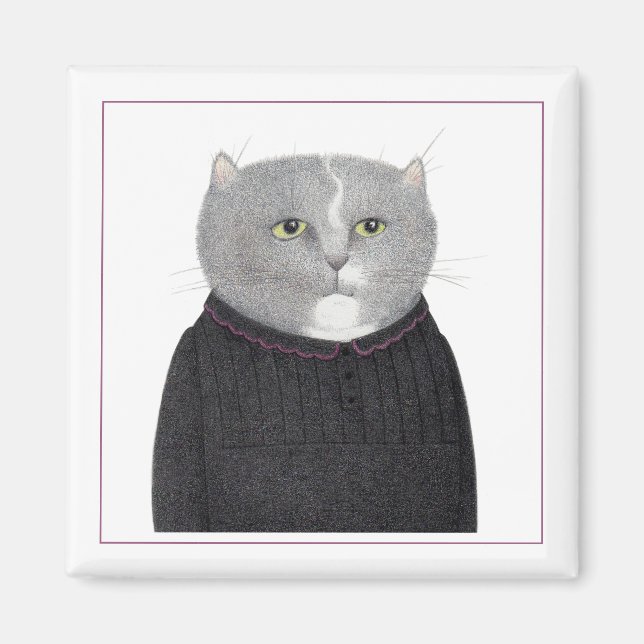 HAUSHÄLTERIN KATZE Quadratischer Magnet II (Vorne)