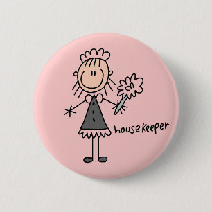 Haushälterin-Strichmännchen Button