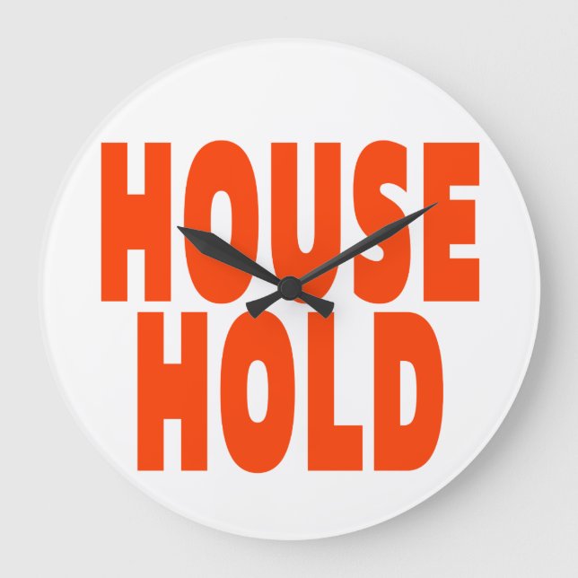 HAUSHALTS-ORANGE-SCHRIFTARTEN GROßE WANDUHR (Vorderseite)
