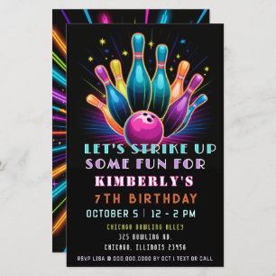 Haushaltsaufschlag Neon Glow Bowling Geburtstag