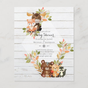 HAUSHALTSBABY-SHOWER-EINLADUNGEN - Waldtiere Flyer