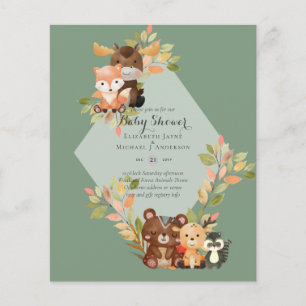 HAUSHALTSBABY-SHOWER-EINLADUNGEN - Waldtiere Flyer