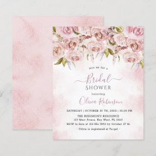Haushaltsblass Rosa Blumendusche Einladung