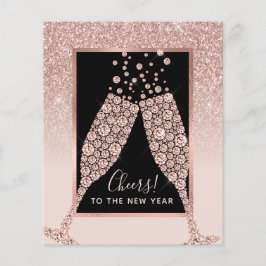 Haushaltsblass Rosa Glitzer Champagner Neujahrskar