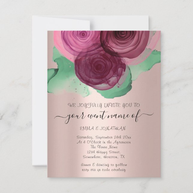 Haushaltsblättriger QR-Code Rose Green Marsala (Vorderseite)