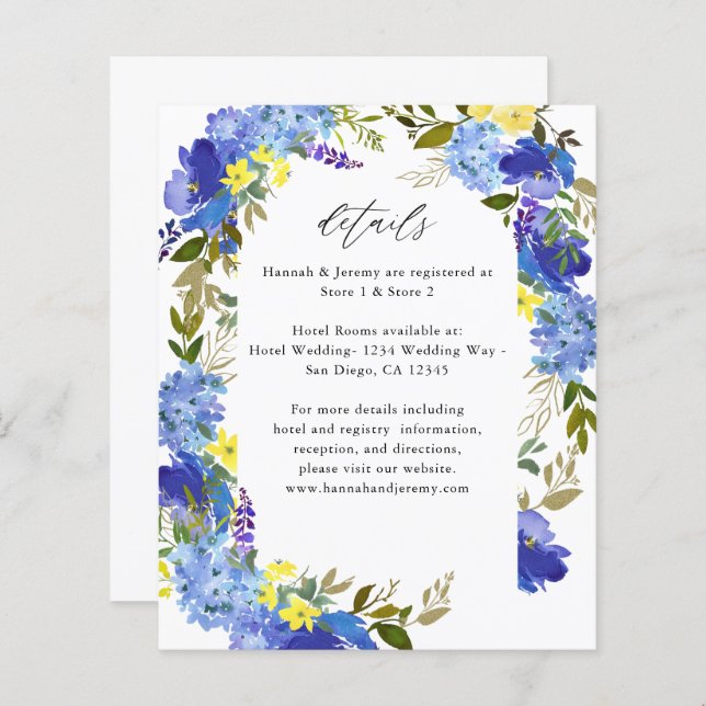 Haushaltsblaue Lila und gelbe Blumendetails (Vorne/Hinten)