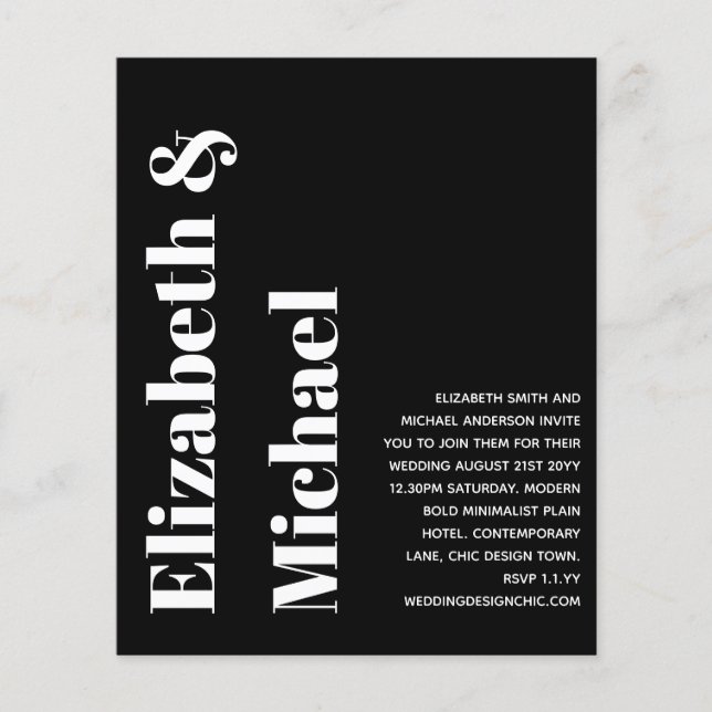 HAUSHALTSBOLD-Typografie Hochzeit einladen Minimal Flyer (Vorne)