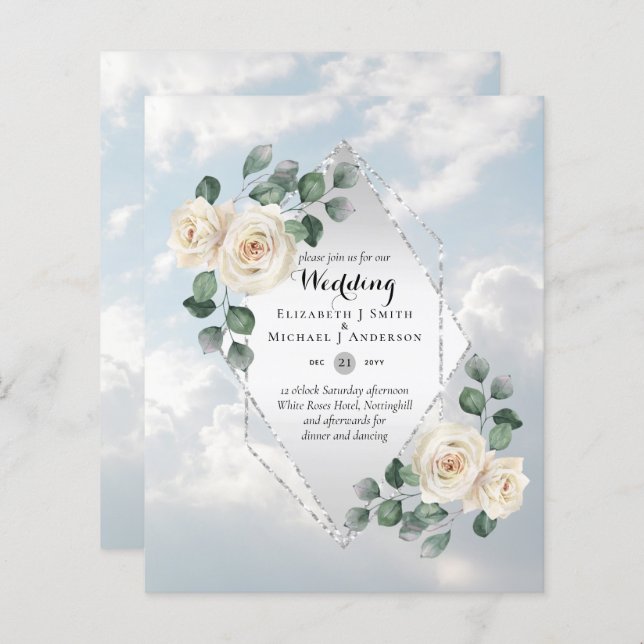 HAUSHALTSBREITERINVITATIONEN - Silber der weißen R (Vorne/Hinten)