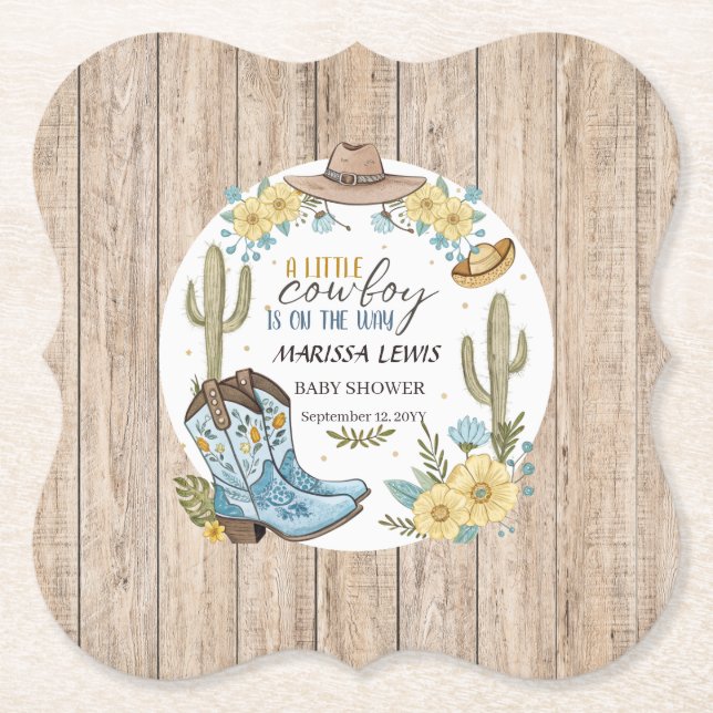 Haushaltscowboy Bleu Gelbe Western Stiefel fühlte, Untersetzer (Vorderseite)