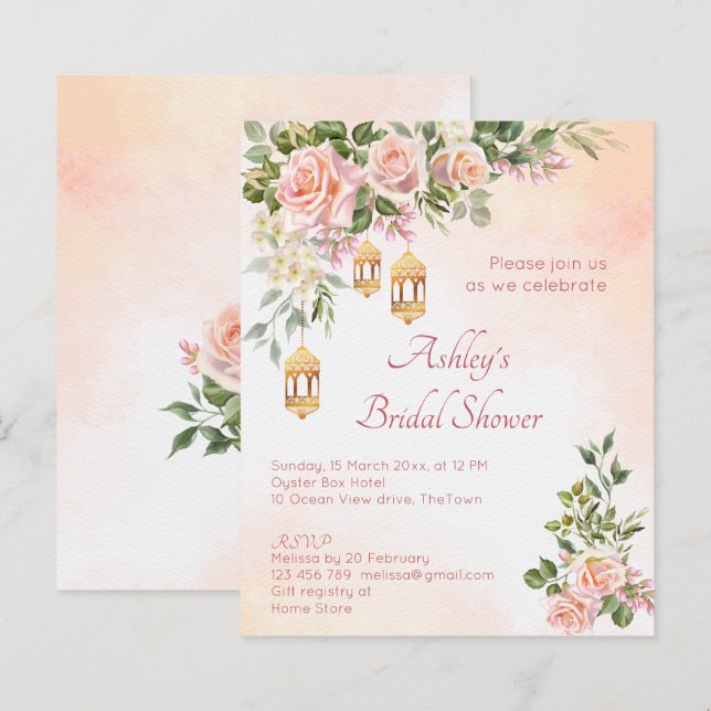 Haushaltscreme Rose marokkanische Laternen Brautpa (Vorne/Hinten)