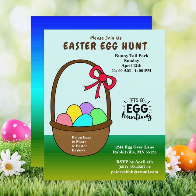 Haushaltseier im Korb Ostereier Jagd Einladungspap (Budget Eggs in Basket Easter Egg Hunt Invite Paper)