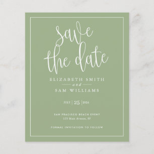 Haushaltseinfaches Elegant Save the Date Sage Gree Flyer