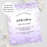 Haushaltseinladung zum Geburtstag gegen Violett Flyer<br><div class="desc">Bitte beachten Sie, dass diese Einladung auf Flyer Papier und sehr dünn ist. Umschläge sind nicht enthalten. Für dickere Einladungen (gleiche Gestaltung) besuchen Sie bitte unseren Shop. Für eine elegante 40. Geburtstagsfeier (oder jedes Alter). Ein schick weißer und violetter Farbverlauf. Dekoriert mit violettem Imitat Glitzer, Glitzern. Personalisieren und fügen Sie...</div>