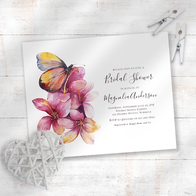 Haushaltsflorale Butterfly Bridal Dusche Einladung (Von Creator hochgeladen)