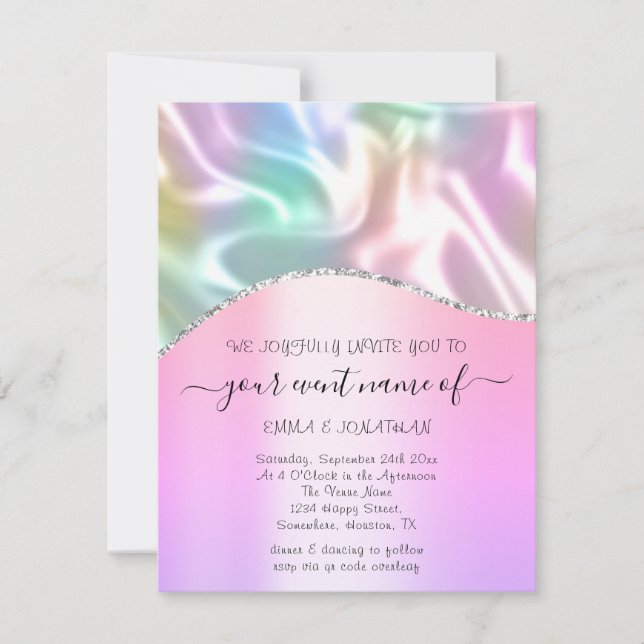 Haushaltsfloraler QR-Code Rosa Holografisch (Vorderseite)