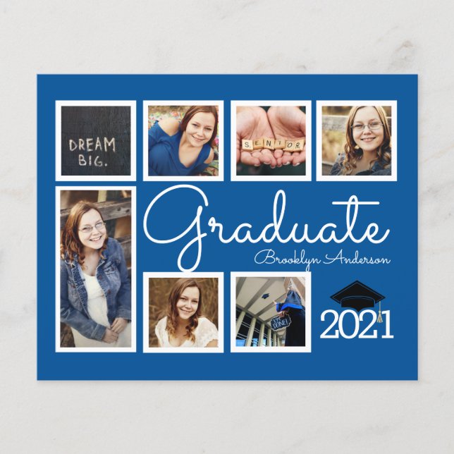 HAUSHALTSFOTO-Collage Blue Graduate Ankündigung (Vorderseite)