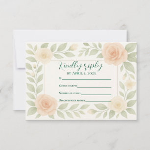 Haushaltsfreundliche floral QR Code RSVP Card Karte