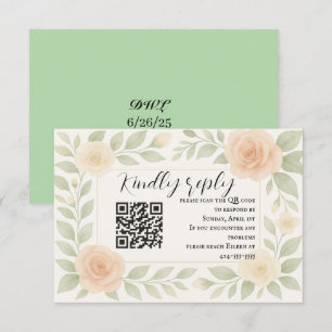 Haushaltsfreundliche floral QR Code RSVP Card Karte