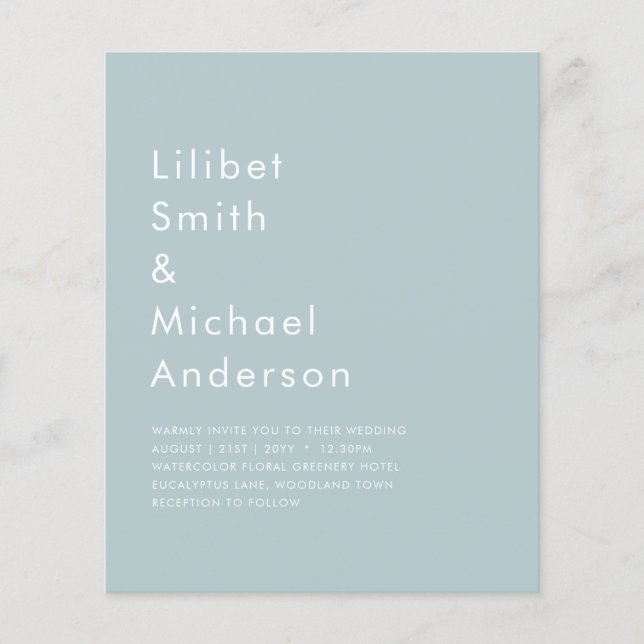 HAUSHALTSGlasseich Grüne einfarbige Hochzeit Flyer (Vorne)