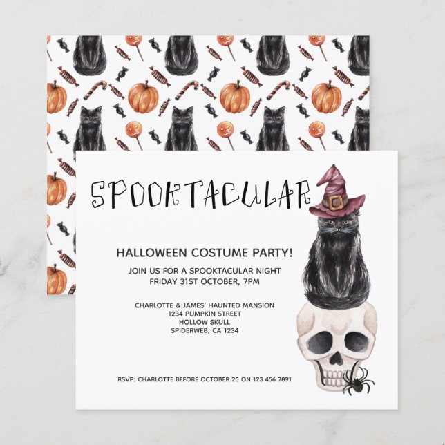 HAUSHALTSHalloween Spooktacular Schwarze Katze auf (Vorne/Hinten)