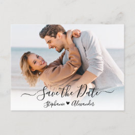 Haushaltsherzkalligrafisches Foto Save the Date Ankündigungspostkarte