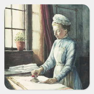 Haushaltshilfe, c.1880 quadratischer aufkleber