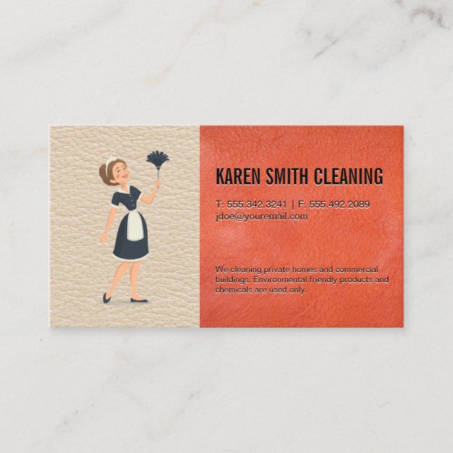 Haushaltshilfe | Lederuntergrund Visitenkarte (Vorderseite)