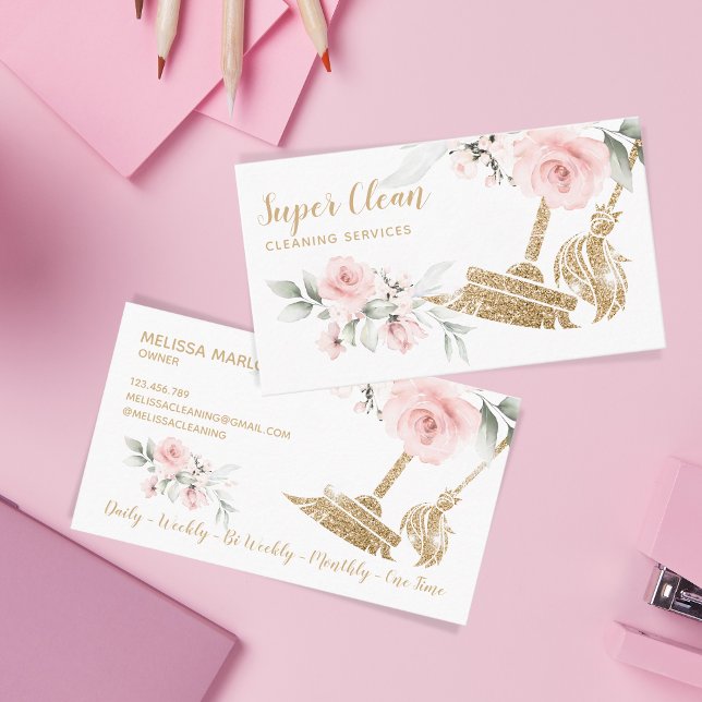 Haushaltshilfe Reinigung Haus Sparkling Gold Blume Visitenkarte (Von Creator hochgeladen)