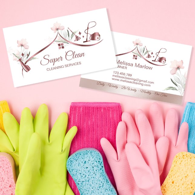 Haushaltshilfe Reinigungshaus Sparkling Rose Goldf Visitenkarte (Von Creator hochgeladen)