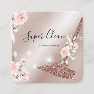 Haushaltshilfe ReinigungsHouse Sparkling Rose Gold Quadratische Visitenkarte