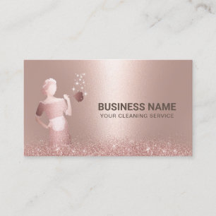 Haushaltshilfe Reinigungsservice Rose Gold Glitzer Visitenkarte