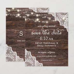 Haushaltsholz, Lace & Lights Save the Date V2