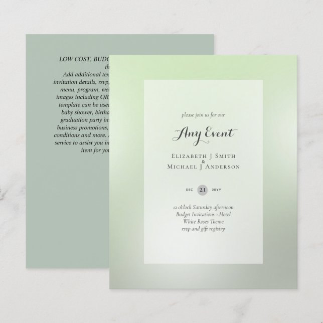 HAUSHALTSINVITATIONEN - JEDE VERANSTALTUNG - SAGE  (Vorne/Hinten)