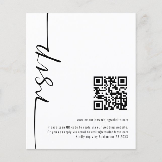Haushaltskalligrafie QR Code Wedding RSVP (Vorderseite)