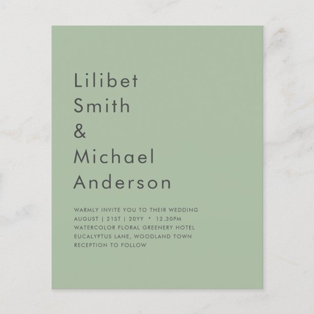 HAUSHALTSKARTE Apple Green Monochrome Text Flyer (Vorne)