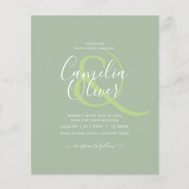 HAUSHALTSKARTE Apple Green Monochrome Text Flyer (Vorne)