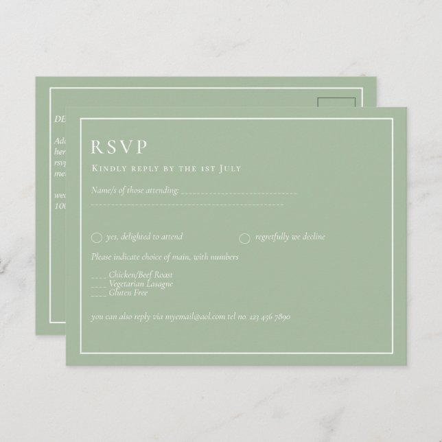 HAUSHALTSKARTE Apple Green Monochrome Text Postkarte (Vorne/Hinten)