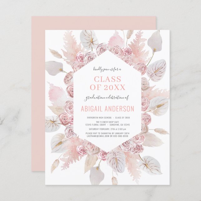 Haushaltsklasse der Party Einladung Boho Grad 2023 (Vorne/Hinten)